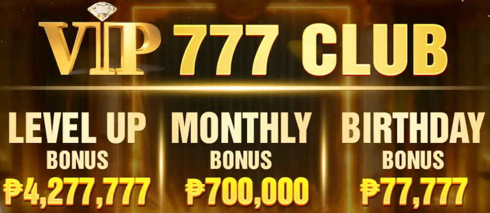 VIP777 Level up, Monthly and Birthday Bonus